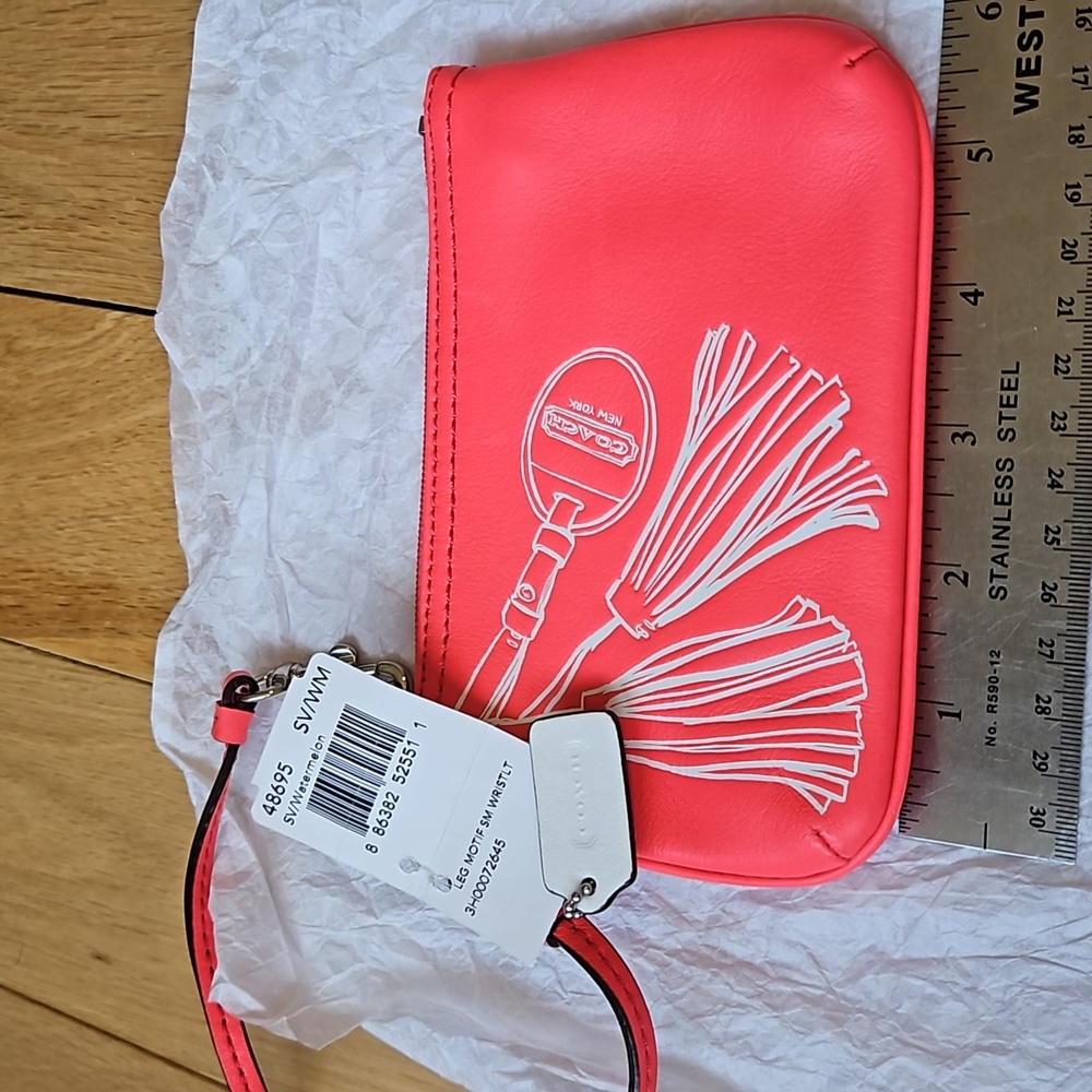 Coach Legacy Leather Motif small wristlet with silver hardware NWT